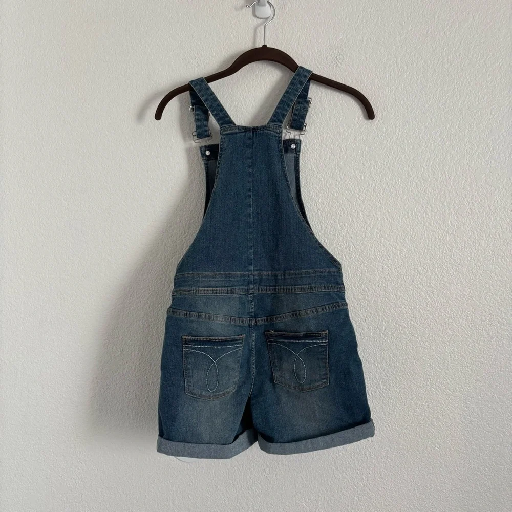 Calvin Klein Jeans Girls Size Medium (8/10) Blue Denim Stretch Shortall Overalls